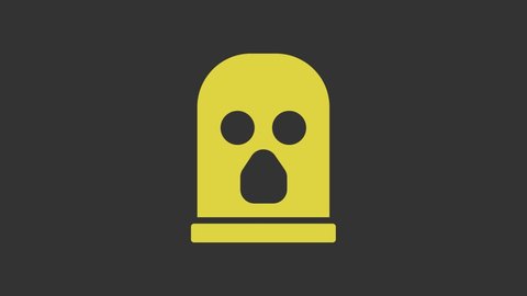 Yellow Balaclava icon isolated on grey background. A piece of clothing for winter sports or a mask for a criminal or a thief. 4K Video motion graphic animation.