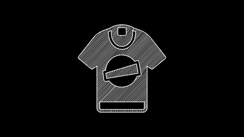 White line T-shirt icon isolated on black background. 4K Video motion graphic animation .