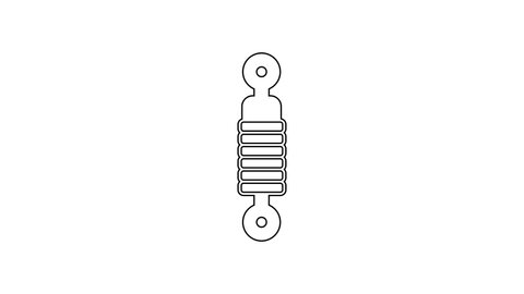 Black line Shock absorber icon isolated on white background. 4K Video motion graphic animation.