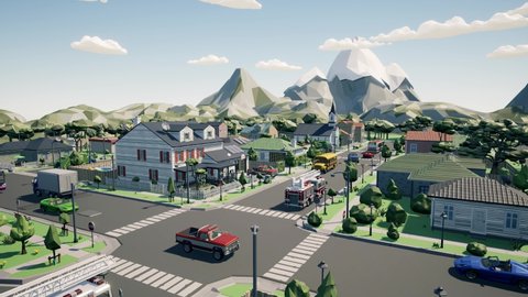 Lovely town 3d animation for metaverse 