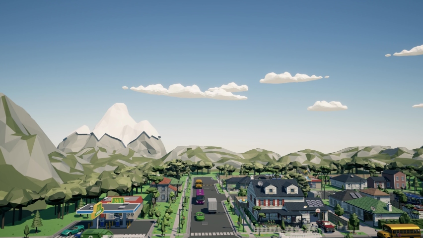 Lovely town 3d animation for metaverse  Royalty-Free Stock Footage #1085286314
