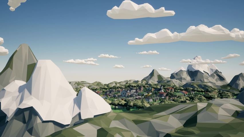 Lovely town 3d animation for metaverse  Royalty-Free Stock Footage #1085286317