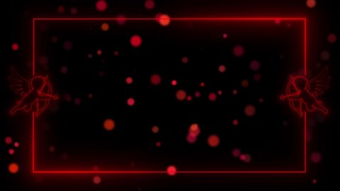 Red Neon Cupid shotting Frame animation and free space for your text