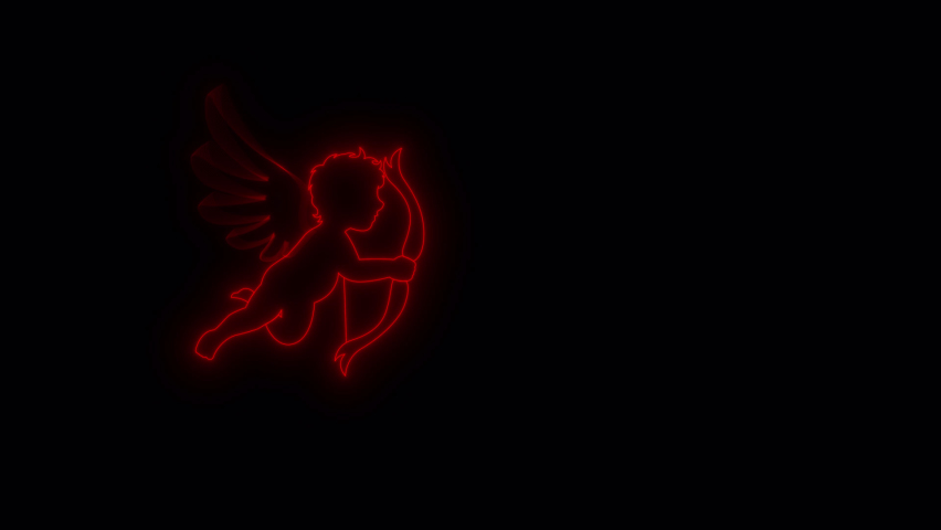 Shooting Cupid Neon Red, Valentines day animation  with alpha channel Royalty-Free Stock Footage #1085291330