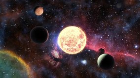 Space journey slowly flying through universe among planets galaxies stars and nebulae - Powered by Shutterstock - Get 15% off with code: PIKWIZARD15