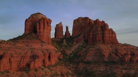 Aerial drone view of cathedral rock, sedona arizona.