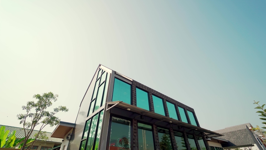 Exterior design of comfortable nordic, euro style house.