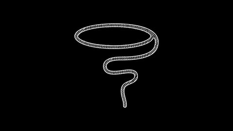 White line Lasso icon isolated on black background. 4K Video motion graphic animation .