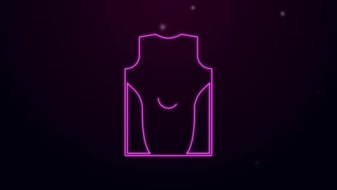 Glowing neon line Boxing jersey and t-shirt icon isolated on black background. 4K Video motion graphic animation.