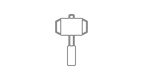 Black line Sledgehammer icon isolated on white background. 4K Video motion graphic animation.