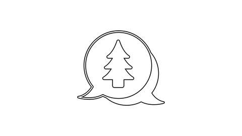 Black line Tree icon isolated on white background. Forest symbol. 4K Video motion graphic animation.