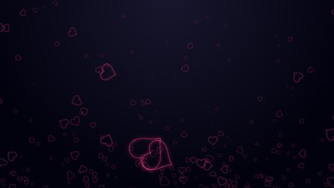 Abstract Dark Valentines Day Pink Hearts Motion Background.	