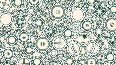 green cogs and gears in front of white background