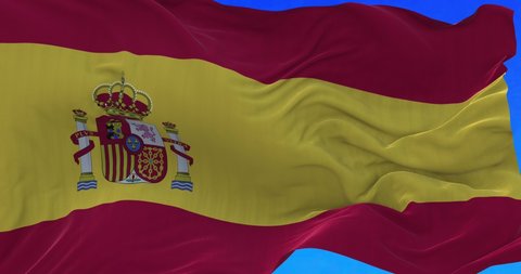 Amazing animation loop big waving Spanish flag.
