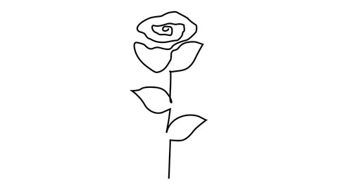 Rose flower icon. Continuous one line drawing.
