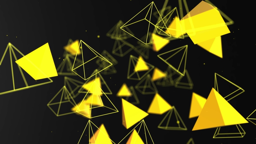 Abstract flying pyramids chaotic form of low poly in empty space. | Shutterstock HD Video #1085353289