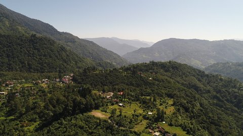 Yuksom village in Sikkim state in India seen from the sky