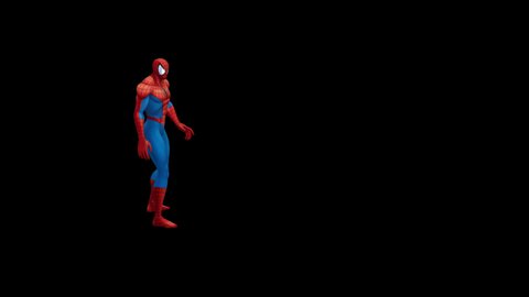 New York, USA - January 02, 2022. Spider-Man Across the Spider-Verse 3D animation of movement from different points of view.