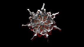 3d render abstract art video animation with surreal alien flower in organic curve wavy biological lines forms in transformation process with atomic wire structure on surface with orange light inside - Powered by Shutterstock - Get 15% off with code: PIKWIZARD15