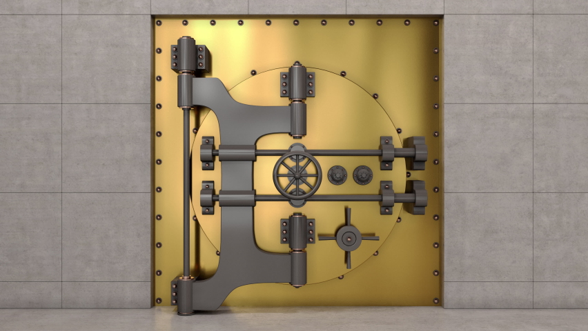 Golden Vault Opening With Mechanic Lock with Green Screen Background, 4K Video Element Royalty-Free Stock Footage #1085371766