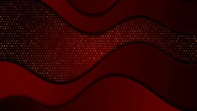 Dark red abstract wavy motion background with golden shiny dots. Seamless looping. Video animation Ultra HD 4K 3840x2160