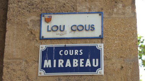 Cours Mirabeau street sign in Aix-en-Provence, France