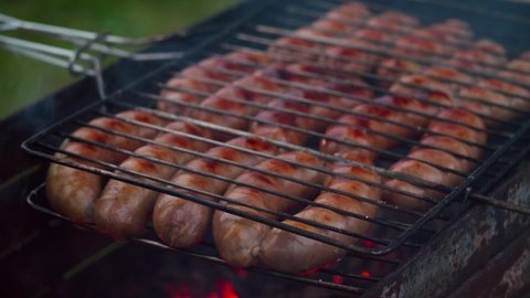 Sausages on the barbecue grill