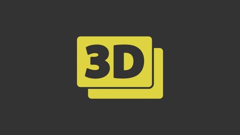 Yellow 3D word icon isolated on grey background. 4K Video motion graphic animation.