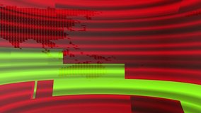 Digital red and lime color map news background motion video