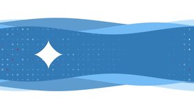 Animation of blue banner waves movement with white star symbol on the left. On the background there are small white shapes. Seamless looped 4k animation on white background