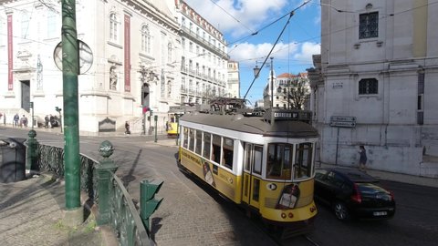 Lisbon, Portugal - March 15, 2020. Luis de Camoes Square, Misericordia Street.