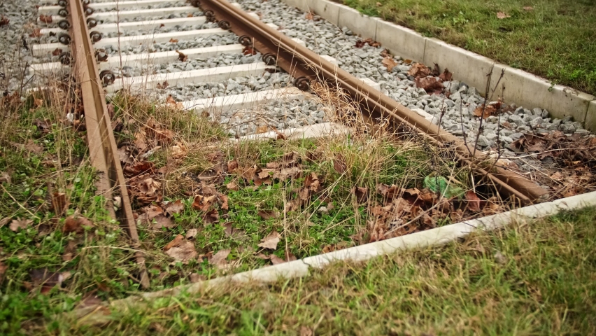 Dead End of Unfinished Railway Track on Construction Site Abandoned during Economical Crisis 