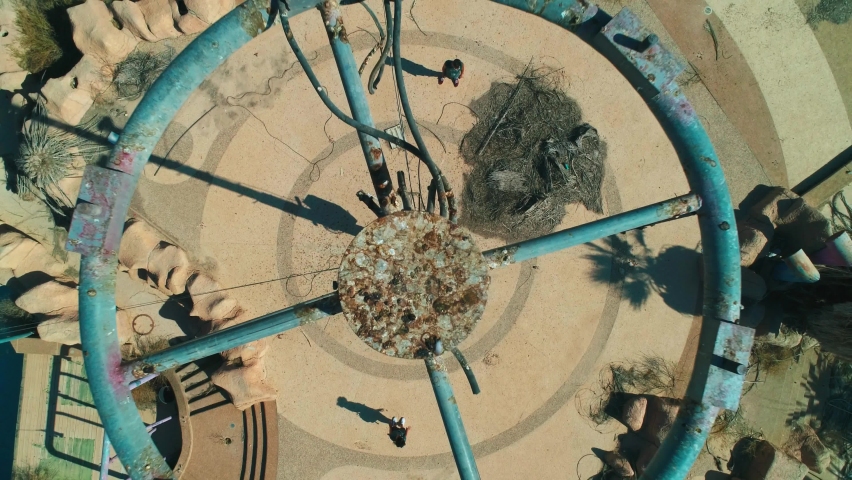 Drone shot of an abandoned water park