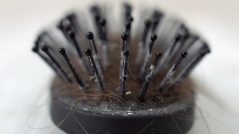Dirty black hairbrush stock footage
