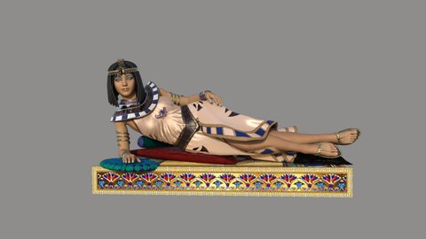 Egyptian woman on the couch , animation, transparent background