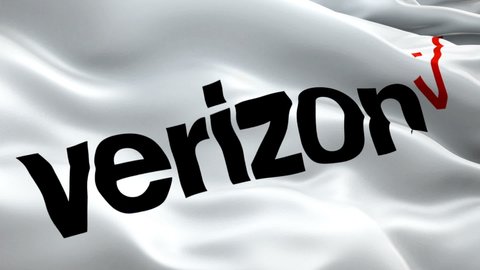 Verizon logo Video. Verizon logo on white background. 3d American Telecommunication brand Verizon Slow Motion video. Telecommunication industry background. Verizon 1080p HD - New York, 4 July 2021
