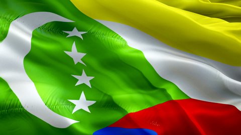 Comoros flag. 3d Comoro flag waving video. Sign of Comoros seamless loop animation. Comoro flag HD resolution Background. Comoros flag Closeup 1080p HD video for Independence Day,Victory day
