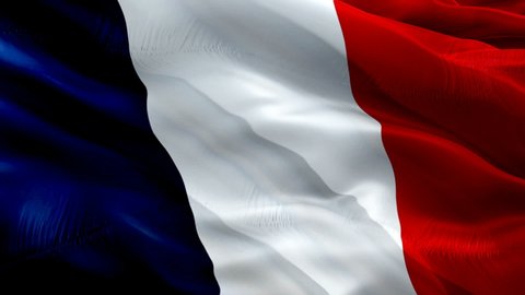 France flag video. National flag of France 3d. French tricolor Flag Slow Motion video. France Flags Blowing Close Up. Flags Motion Loop HD resolution France Background. French flag Closeup 1080p video