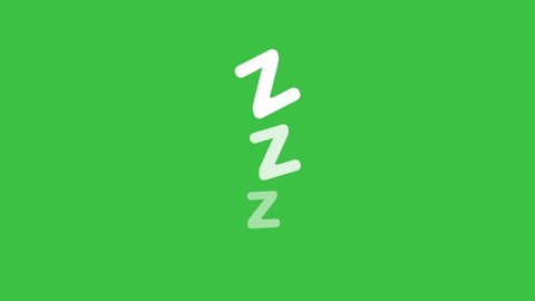 Animation of sleeping symbol zzz on green screen background. 2d motion animated video, Cartoon style, sleep concept. light colour letters Z appear, fly up and disappear.