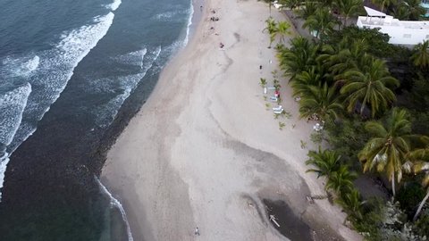 Aerial drone clip of Sayulita beach in Nayarit, Mexico