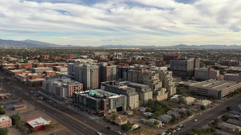 Tucson , Arizona , United States - 12 28 2021: The Parker modern apartments student housing, University of Arizona