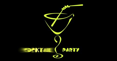 abstract minimal cocktail party logo on dark background