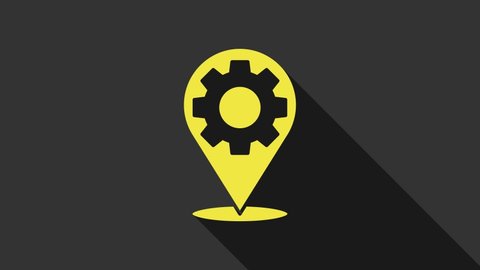Yellow Car service icon isolated on grey background. Auto mechanic service. Repair service auto mechanic. Maintenance sign. 4K Video motion graphic animation.