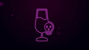 Glowing neon line Poisoned alcohol icon isolated on black background. 4K Video motion graphic animation. - Powered by Shutterstock - Get 15% off with code: PIKWIZARD15
