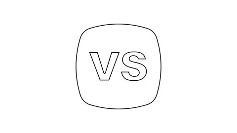 Black line VS Versus battle icon isolated on white background. Competition vs match game, martial battle vs sport. 4K Video motion graphic animation.