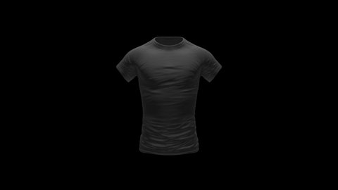 Black T-shirt Looped Rotation Alpha Channel 4K