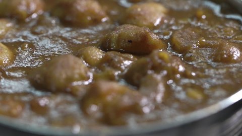closeup Macro shot of Punjabi chole. Closeup shot of chickpeas cooked in Indian style.