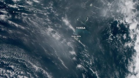 Tonga, January 15 2022 Tonga hunga volcano eruption as seen on satellite radar screen