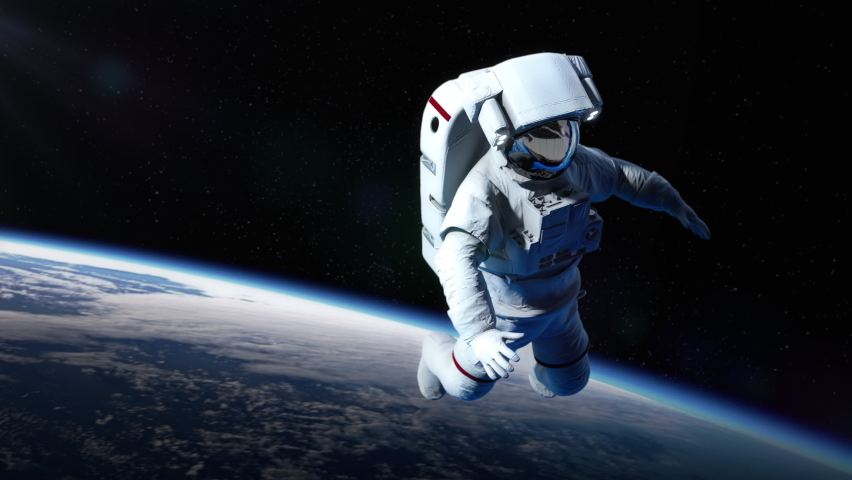 
Spaceman astronaut floating in outer space. Designed for fantastic, futuristic, science or space travel backgrounds. | Shutterstock HD Video #1085453414