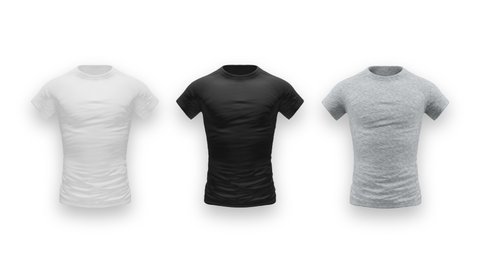 White, Black, Gray T-shirt Looped Rotation Animation